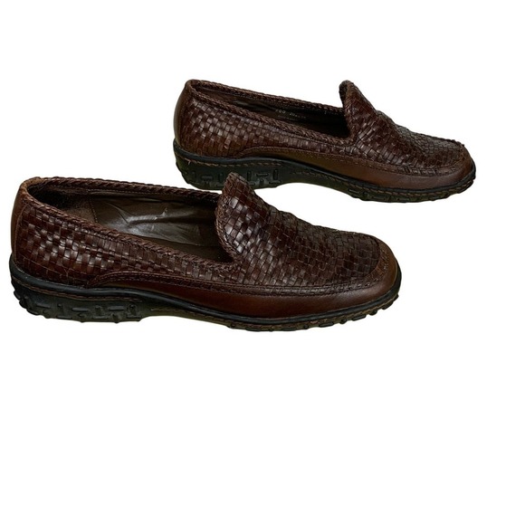 Cole Haan Brown Woven Leather Slip On Driving Loafers Size 7.5 - Picture 4 of 9